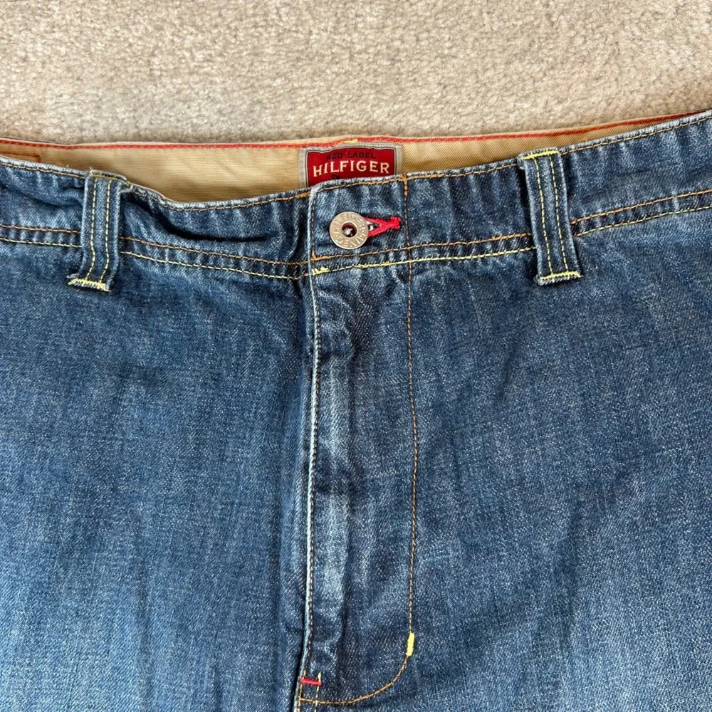 Vintage Y2K Tommy Hilfiger Cargo Shorts Mens 36 Blue Denim Label Baggy Utility